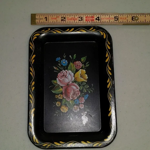 Floral  Pattern Metal Tip Trinket Tray Set of 4 - Picture 11 of 13